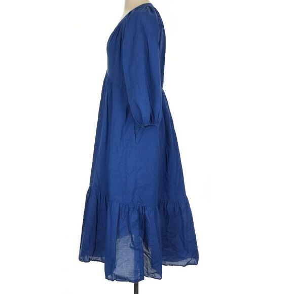 Xirena Ella Dress 100% Cotton Long Sleeve Tired Cobalt Blue Midi Size Small - Picture 8 of 11